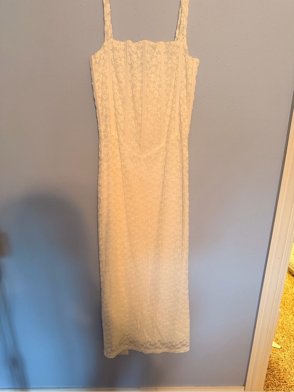Elegant White Lace Slip Dress with Square Neck
